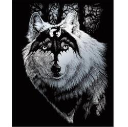 Škrabací obrázek stříbrný - vlk