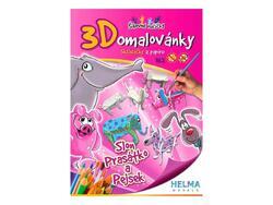 Omalovánky 3D set, 1x slon A4 + 2x prasátko a pejsek A5