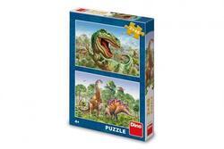 Puzzle 2v1 Souboj dinosaurů 2x48dílků